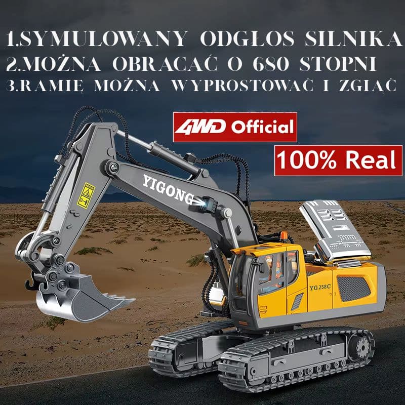 Zdalnie sterowana koparka wywrotka gąsienicowa spychacz